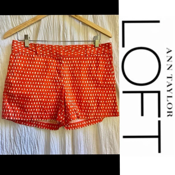 85%OFF❣️Ann Taylor LOFT Orange Ikat Pattern, The Riviera Short, 4 - Picture 2 of 9